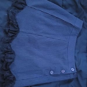 Striped lace trim Goth mini skirt
